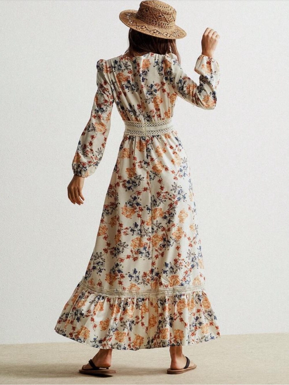 Boho floral print long sleeve maxi dress - Picture 7 of 11